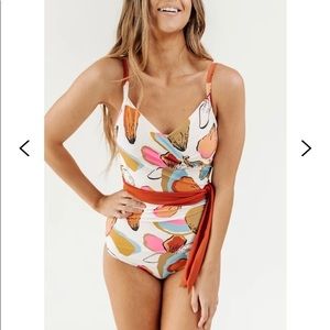 Brand New Lime Ricki Petals Wrap-Tie One Piece